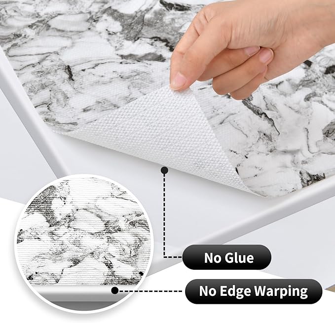 Drawer and Shelf Liner for Kitchen Cabinet: 23.6 in X 20 Ft Non Slip Waterproof Shelf Paper Non Adhesive Refrigerator Liners Grey and White Marble Easy Liners for Bathroom with Knife Tape Measure