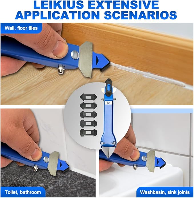 3 in 1 Caulking Tools Sets, Steel Sealant Finishing Tool for Bathroom Kitchen Tile Window Sink Joints, Caulk Remover & Grout Scraper,Wide Application for Smooth Caulking Come with a Knife