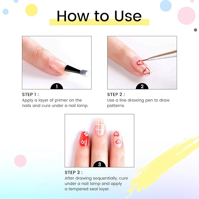 AIJIMEI Nail Art Brushes, 6pcs Nail Tool Set, Double Headed Point Color Nail Tools, Long/Short Striped Nail Art Brushes, Suitable For Nail Design.