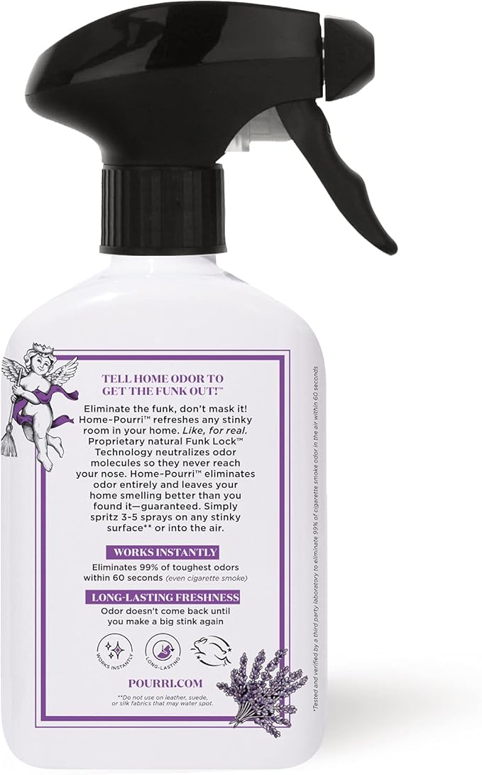 Home-Pourri Air + Fabric Multi-Purpose Odor Freshener Spray, 11 Fl Oz, Up to 570 Uses, Lavender Sage Scent, Room Deodorizer with Essential Oils, for Carpets, Couches, Bedding & Curtains