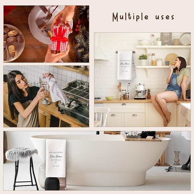 1PC Housewarming Gifts for New House 2026 Kitchen Towels, New Beginnings Hand Towels, Ideal Gifts for Homeowner Decorative,Welcoming Home Sweet Home Tea Towels-Ab02