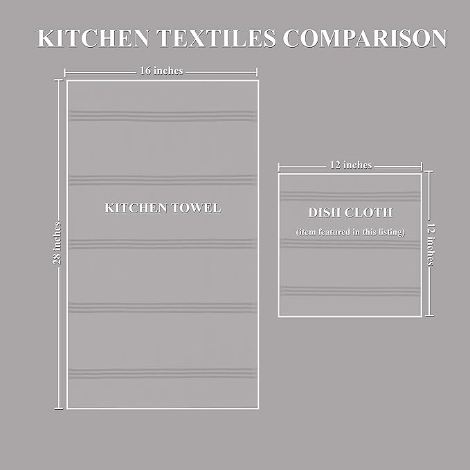 Sticky Toffee Cotton Dishcloths Set of 8 – 12x12 in Tan and White Dish Towels, Reusable and Absorbent Tea Towels for Cleaning or Drying, Oeko-Tex Cotton