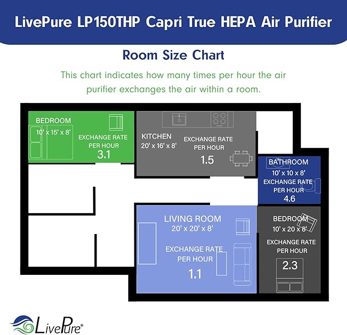 LivePure Capri Series True HEPA Tabletop Air Purifier, Graphite