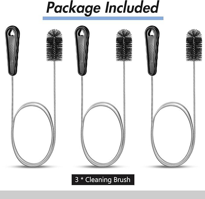 3 Pcs Condensate Trap Flexible Drain Brush, 48 Inch AC Drain Line Cleaning Brush for AC & HAVC Condensate P Trap, Black