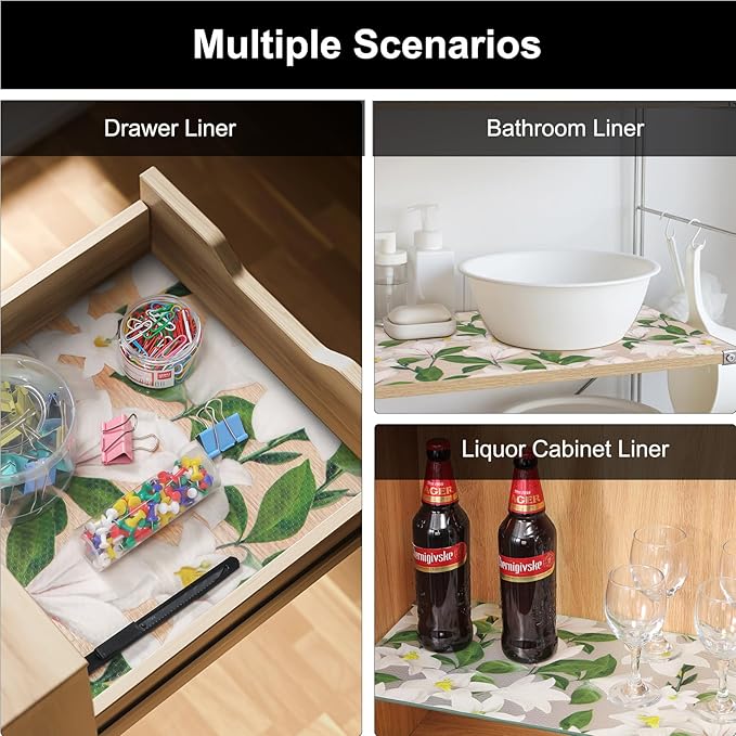 Cooyes Shelf Liner – Premium Non-Adhesive Cabinet & Drawer Liner for Kitchen – Waterproof Shelf Paper with Modern Pattern – Durable EVA Cabinet Mat – Easy to Cut (12" W x 120" L)