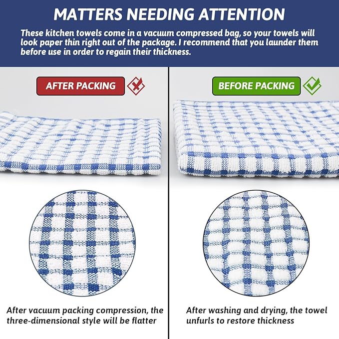 Nialnant 12 Pack Dish Rags for Washing Dishes,100% Cotton Soft Absorbent Quick Drying Dish Cloths for Kitchen,Cleaning Rags-11 x 11In
