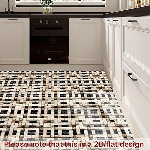 Nuxovilar Peel and Stick Vinyl Flooring, 12x12 Inch Geometric Mosaic Pattern, Self-Adhesive Waterproof Flooring for Kitchen/Bathroom, 10 Pcs