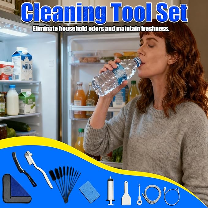 Refrigerator Drain Cleaning Tools Set, Fridge Water Line Cleaner Brush, Refrigerator Drain Accessories(19 Pcs)