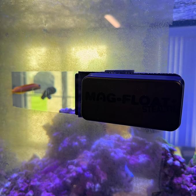Mag-Float Small Black Stealth Glass Magnet Aquarium Scraper Cleaner with Blade - Floating Magfloat Magnetic Cleaning Tool