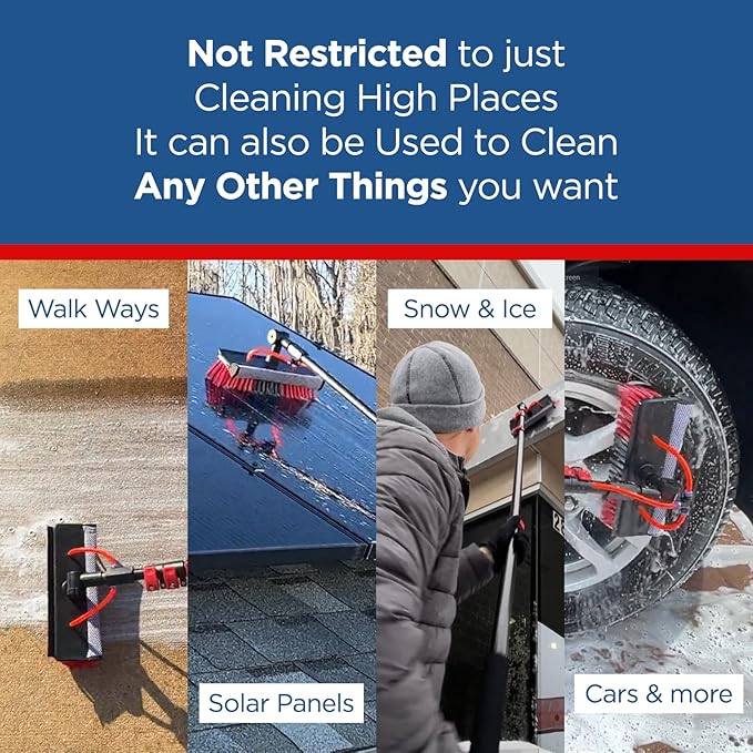 HydroCleaner XL Telescoping Power Wash Brush with Hose Attachment, Perfect for RV & Car Washing, Cleaning Decks and Sidings - Built-in Soap Dispenser and High-Intensity Power Jets