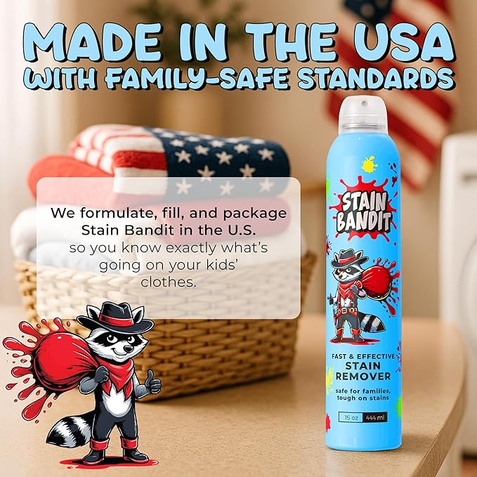 Stain Remover Spray - Non-Toxic, Family Safe Formula - Bag-On-Valve 360 Continuous Spray - Powerful Natural Cleaner for Clothes, Upholstery, Carpet, Car Seats & More - 15 oz (Pack of 2)