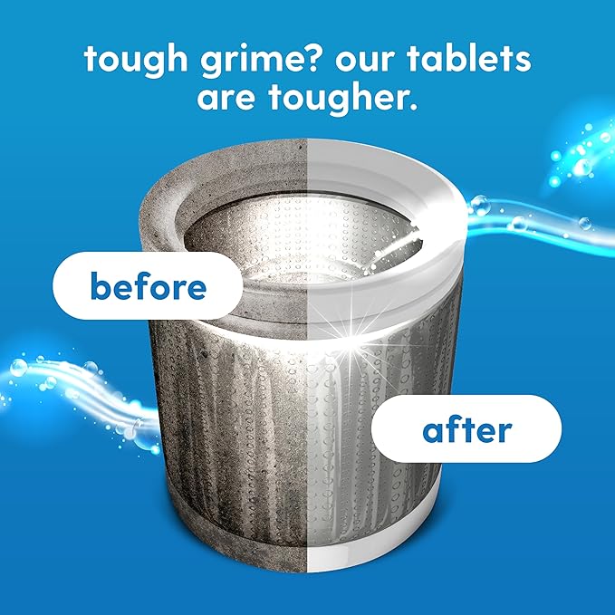 Washing Machine Cleaner Tablets - Oxygen Based HE Top & Front Load Washer Cleaner and Deodorizer Compatible with LG Whirlpool & Most Major Brands - Removes Trapped Odors & Residue (1 Year Supply)