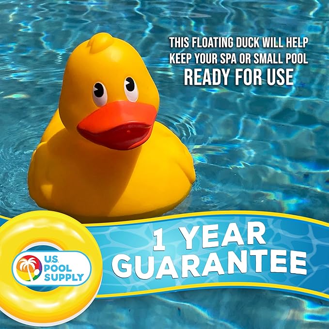 U.S. Pool Supply Duck Floating Spa, Hot Tub & Small Pool Chlorine and Bromine Dispenser - Holds 1" Tablets, 6 Flow Level Control Settings, Fun Yellow Animal Float Floater, Adjustable Balanced Delivery
