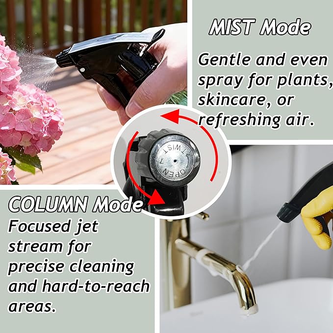 Glass Plant Spray Bottle, 13.5oz Refillable Plant Mister Bottle, 2 pcs Handheld Water Spray Bottle with Adjustable Mist Nozzle for Outdoor Gardening, Indoor Flowers, Cleaning, Hair & Pets Care (Brown)
