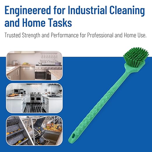 SPARTA 40501EC09 Plastic Large Scrub Brush, Kitchen Brush, Utility Brush With Long Handle For Cleaning, 20 Inches, Green, (Pack of 6)