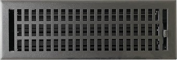 Empire Register Co, Vent Cover - 4x14 inch, Modern Contemporary Design, Textured Black Finish, Heavy Duty Floor Vent Covers, Metal Damper Attached Vent Covers for Home Floor only