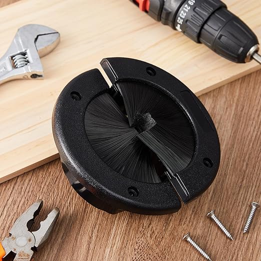2 Pack 4" Round Brush Grommet Large Split Grommet Raised Floor Airflow Management for Home Data Center Wall Floor Cable Management