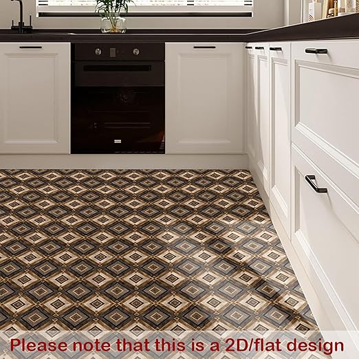 Nuxovilar Peel and Stick Vinyl Floor, 12x12 Inch Dark Geometric Wood Mosaic Pattern, Self-Adhesive Flooring (10 Pcs)