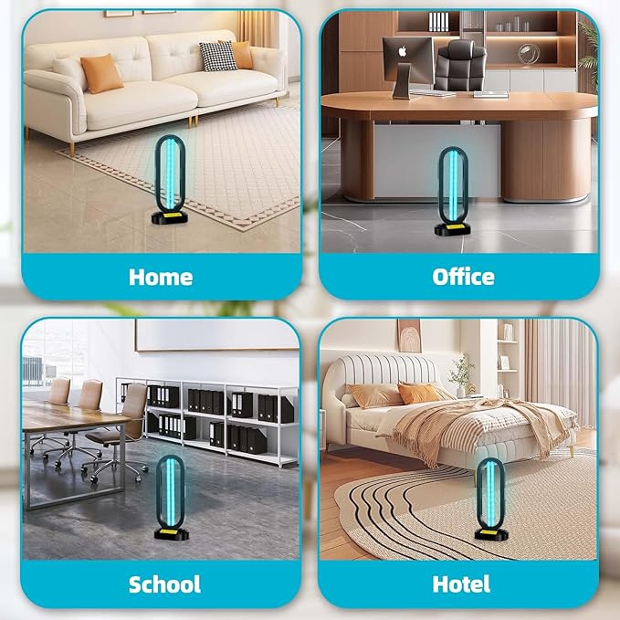 UV Light Sanitizer,4-Speed Timing and Remote Control UVC Home Disinfection Device,Portable Ultraviolet Light Sanitizer Effectively Mold Remover and Dust Mites,UV Lamp for Whole Room,Black