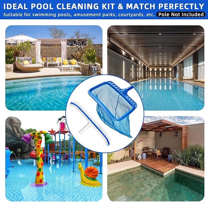 TOPDING & HZ Swimming Pool Cleaner, Pool Skimmer Leaf Net with 18" Pool Skimmer Net Dark Blue