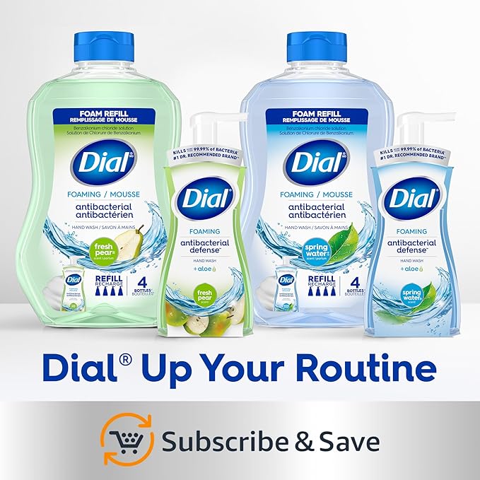 Dial Antibacterial Defense Foaming Hand Soap + Aloe, Soothing White Tea, 30 Fl Oz Hand Soap Refill (Pack of 4), Dermatologist-Tested, Gentle on Skin