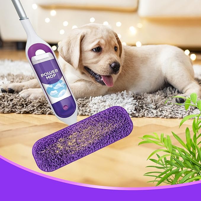 Reusable Power Mop Refill Pads for Swiffer Power Mop Starter Kit - Swifter Powermop Pads Refills - Multi-Surface & Wood Mopping Pad Refil for Floor Cleaning - Washable Microfiber Pad, 4 Pack