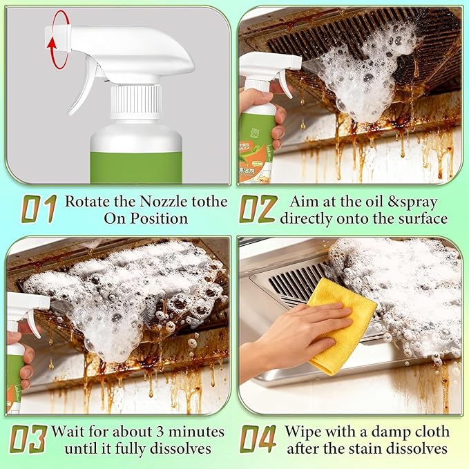 Natural Formula to Household Appliances,10.56oz Electrolyzed Ion Kitchen Cleaner Spray,Kitchen Appliance Cleaner,For Hold,Oven,Stove,Range Hood (1PCS)