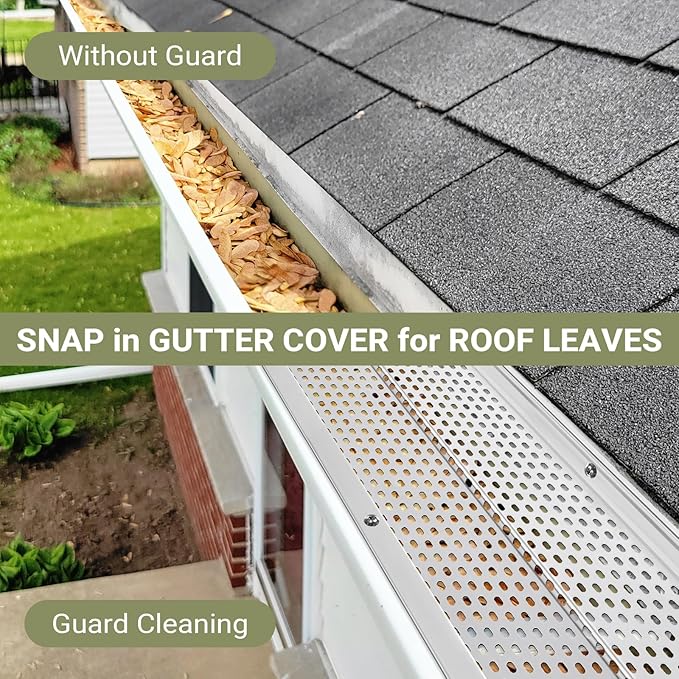 Gutter Guard, 5 inch Aluminum Gutter Guards, 30Pack-120ft, DIY Leaf Guards Protection for Gutters, 5" Rain Gutter Screen for Downspouts & Roof, Prevents Clogs & Debris, with Screws