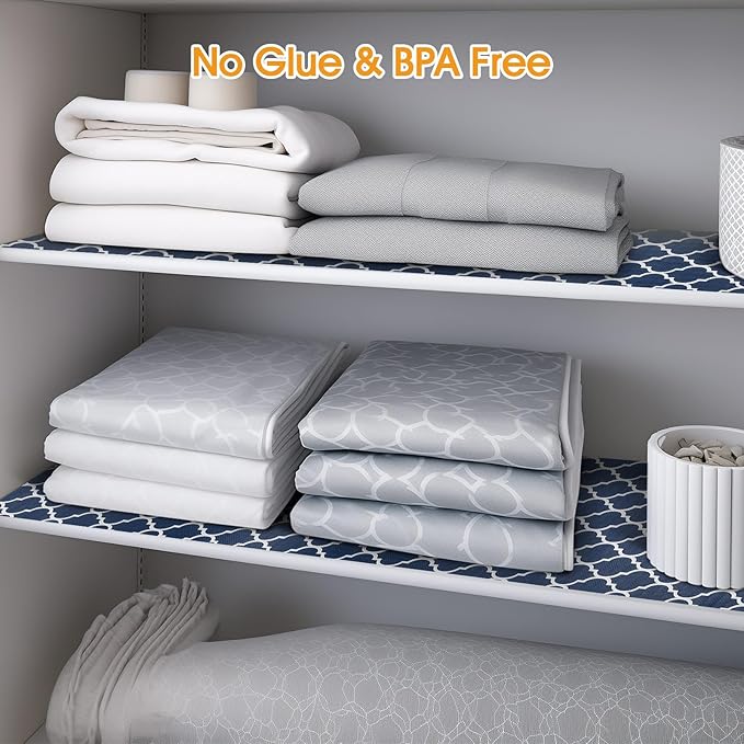 Shelf and Drawer Liner for Kitchen Cabinets Non-Adhesive, Strong Grip Non-Slip Thickened Cabinet Liners for Shelves, Waterproof Mats for Dresser Cupboard, Blue, 17 in x 10 Feet