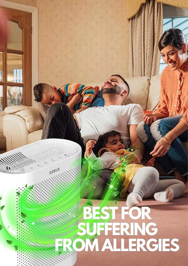 AZEUS H13 HEPA Air Purifier for Home, Bedroom & Office | 3-Stage Filtration for Smoke, Dust, Pet Dander | Quiet & Ozone-Free (1 pack 01)