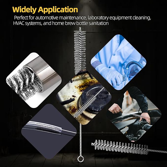 7Pcs Wire Tube Brushes Set,Stainless Steel Bottle Brush ,12" Long Wire Bore Brushes for Deep Cleaning Pipes,Tubes,Narrow Spaces, Engine Parts, Home Brew(1/4"-1" Sizes)