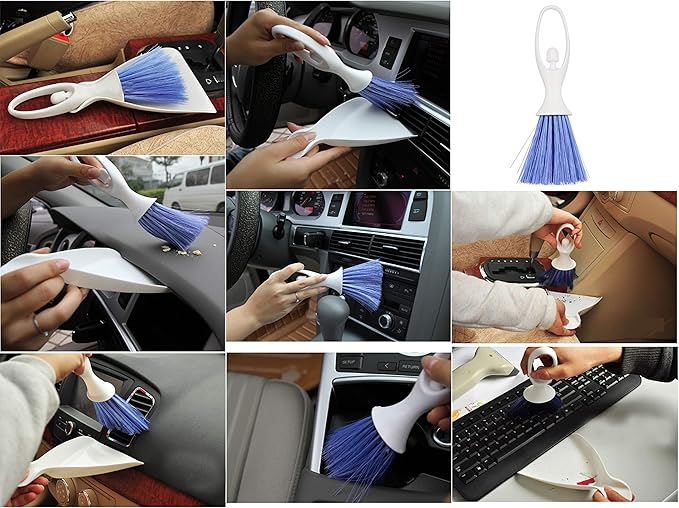 LBY Hand Broom and Dustpan Set, Mini Brush Nesting Tiny Cleaning Whisk, Ergonomic Grip Handle for Desk, Keyboard, Car Cleaner Tools 2 in 1
