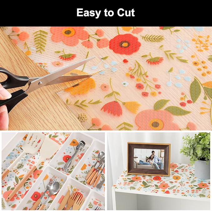 Cooyes Shelf Liner – Premium Non-Adhesive Cabinet & Drawer Liner for Kitchen – Waterproof Shelf Paper with Modern Pattern – Durable EVA Cabinet Mat – Easy to Cut (24" W x 360" L)