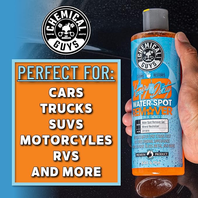 Chemical Guys Heavy Duty Water Spot Remover Gel for Paint, Glass, and Metal - Mineral and Water Spot Remover for Cars, Trucks, Motorcycles, RVs & More - 16 oz