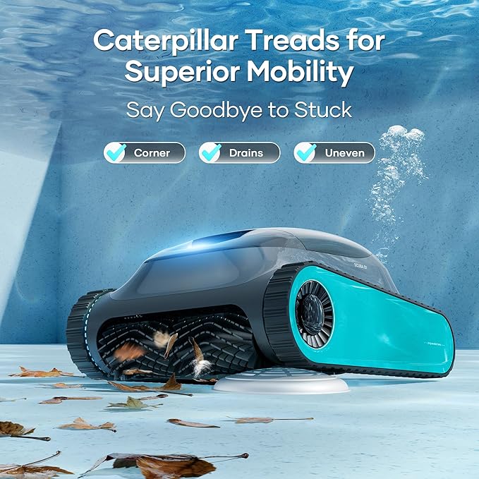 (2025 Upgrade) Aiper Scuba S1 Robotic Pool Cleaner, Wall & Waterline Cleaning, Double Filtration, Extended 180-Min Battery Life, Smart Navigation, App Support, OTA Upgrade (Renewed)