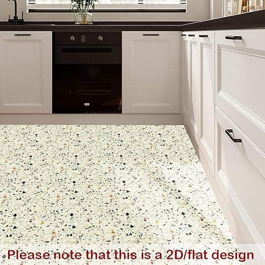 Nuxovilar Peel and Stick Vinyl Floor Tiles, 12x12 Inch Terrazzo Pattern, Self-Adhesive Flooring (10 Pcs)