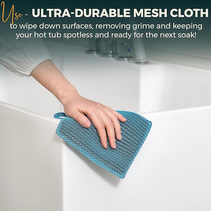 Hot Tub Scum Absorber Turtle ScumGuard Mesh - 1-Pack Oil & Scum Absorber for Spa, Hot Tub & Pool - Keeps Water Clear & Filters Protected - Includes 1 Washable Turtle Absorbers & Mesh Cleaning Cloth