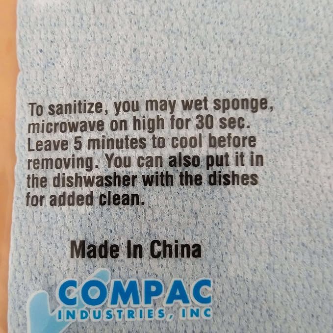 COMPAC Home Reusable Kitchen Cleaning Sponges - 12 Pack Eco-Friendly Dishcloths, Super Absorbent Dish Cloth Sponge for Counters, All Surfaces, Replaces Paper Towels