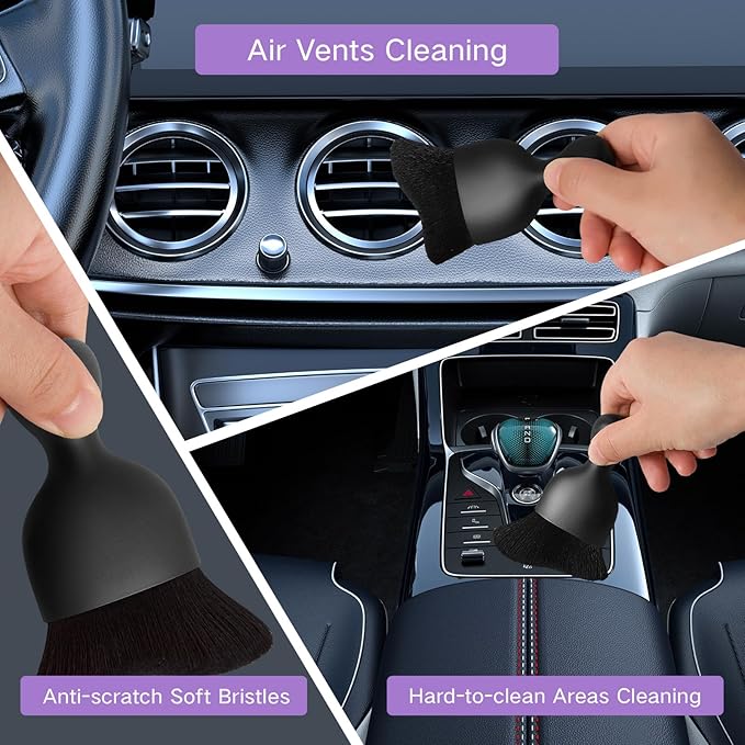 10pcs Windshield Cleaning Tool Inside Car Window Cleaner Wash Kit with 4 Reusable Microfiber Pads 1 Spray Bottle and Extendable Handle Interior Auto Glass Wiper Kit, Purple