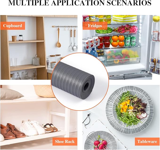 Shelf Liners for Kitchen Cabinets, Non-Adhesive, 17.5 Inch x 30Ft, Non-Slip Kitchen Drawer Liner, Waterproof Durable Cabinet Liners for Shelves, Pantry, Dark Gray