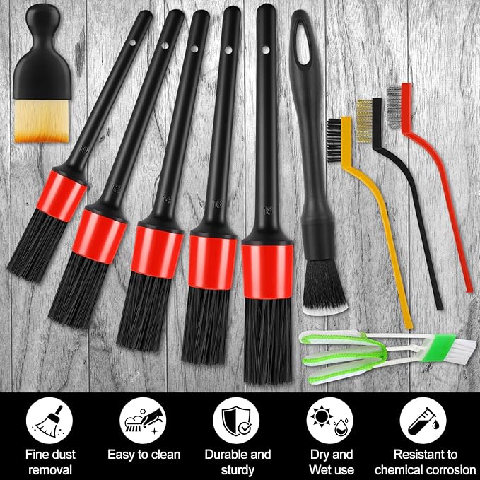13PCS Car Detailing Brush Set, Car Detailing Brush Kit, Ultra No Soft Scratch Detailing Brush, Car Cleaning Brushes for Interior or Exterior - Professional Dusting Cleaning Supplies