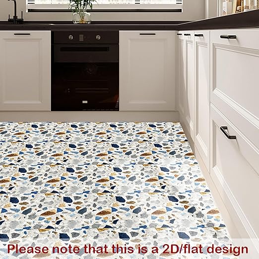 Nuxovilar Peel and Stick Vinyl Floor Tiles - 11.8"x11.8" Terrazzo - Inspired Pattern, 10 - Pack Self - Adhesive Flooring for Easy Installation