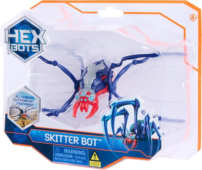 HEX Bots Skitter Bot Spider, Robotic Kids Toys with Insect-Like Movement for Indoor/Outdoor Play, Robot Toys for Boys & Girls Ages 4 & Up, Red