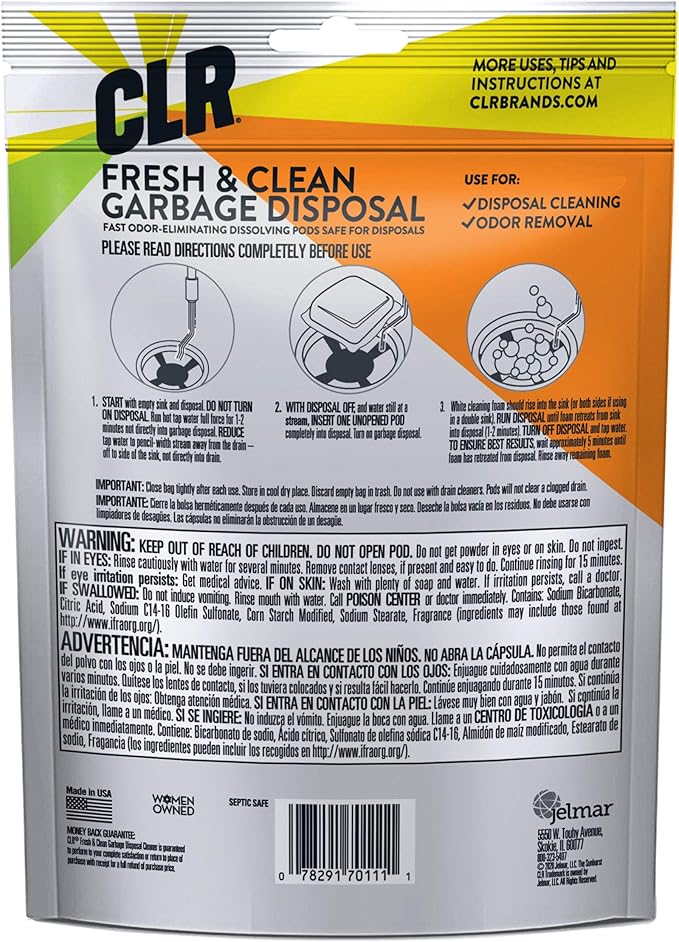 CLR Brands Garbage Disposal Cleaner and Deodorizer Pods, 20 Count, Fresh Scent, Foaming Drain Odor Eliminator, 5 Month Supply