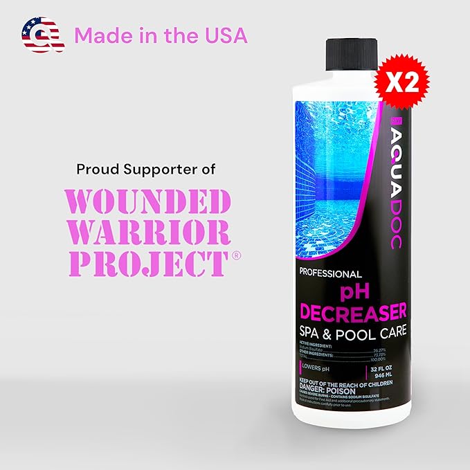 AquaDoc Spa pH Decreaser for Hot Tub - 32oz (2-Pack) - Sodium Bisulfate Spa pH Down for Water Balance - Made in USA