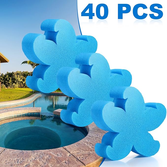 Patelai 40 Pcs Hot Tub Sponge Spa Cleaning Sponges for Hot Tub Oil Absorbing Cleaning Scum for Spa, Bathtub and Swimming Pool to Soak up Oils Bathtub Accessories(Blue Starfish)