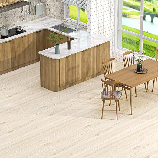 Oxdigi Peel and Stick Vinyl Flooring 2 Rolls 23"x 393"/128 Sq.Ft, Self Adhesive Vinyl Floor Tiles Wood Plank Flooring Waterproof Wear-Resistant for Any Room, Easy DIY Floor Coverings, Light Wood