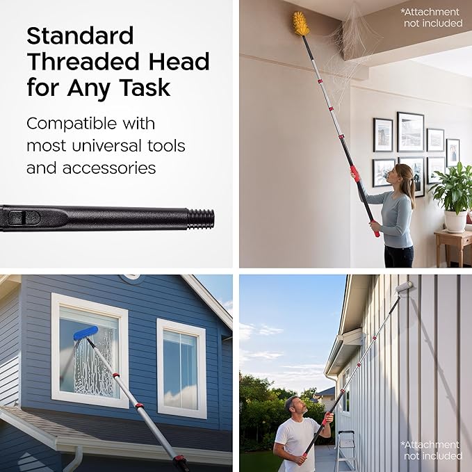 Tyroler Professional Window Squeegee with Extension Pole | 4.5-12.9ft Squeegee for Windows Cleaning | Outdoor Window Cleaner Tool, Windows Washing Kit with Extension Pole | Window Cleaning Kit