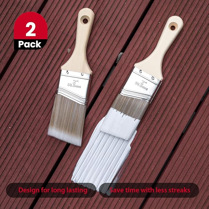 Mister Rui Paint Brushes, Paint Cup with Paint Bucket Liners, 2 Inch Paint Brush, Professional Paint Brush Set for Smooth Finish, Wall, Furniture, Trim