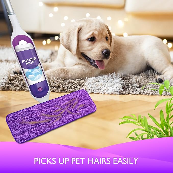 Reusable Power Mop Refill Pads Compatible with Swiffer PowerMop Mop - Power Mop Pads Refill - Washable Microfiber Pads for Multi-Surface Floor Cleaning, 5 Pack